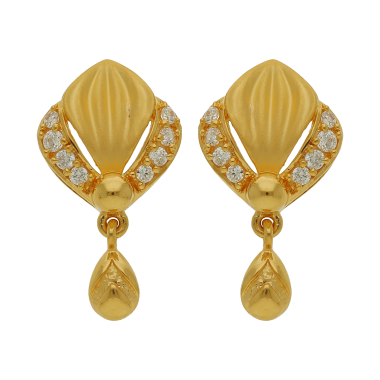 Blooming Drops Gold Earring With Stones